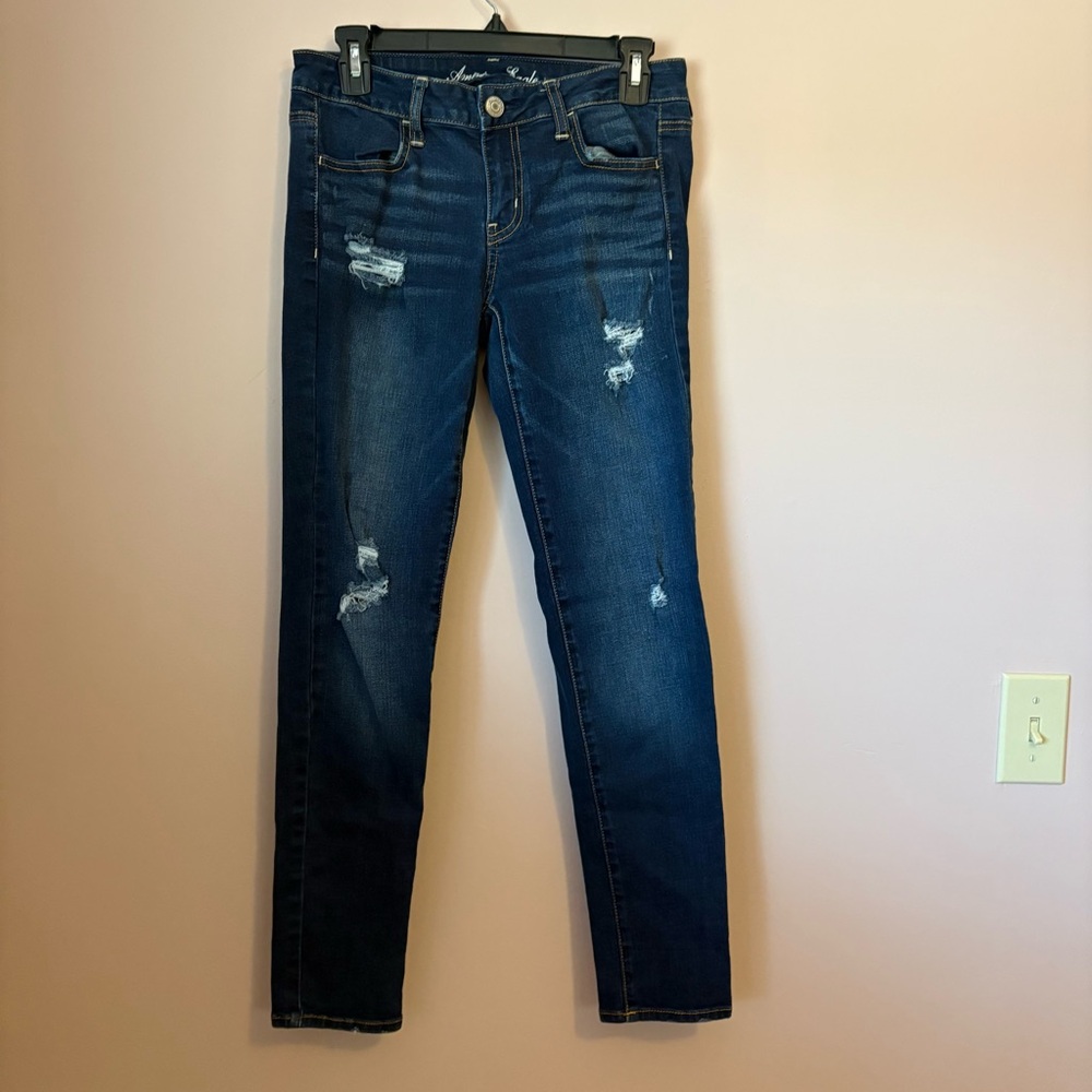đź’™American Eagle Blue Jeggings with Distressed Details - Picture 1 of 7